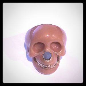 Pink enamel Skull Ring